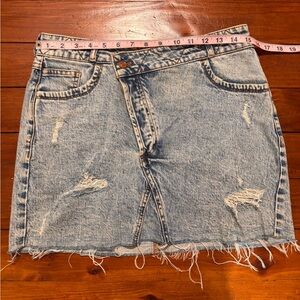 Pilcro Light Blue Distressed Mini Skirt